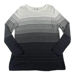 Liz Claborne - White / Black design Women's Sweater - Size: Medium
